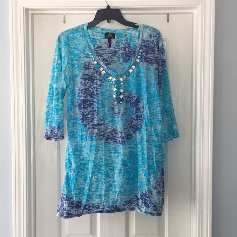 Cover up 3/4 sleeve blue swim L